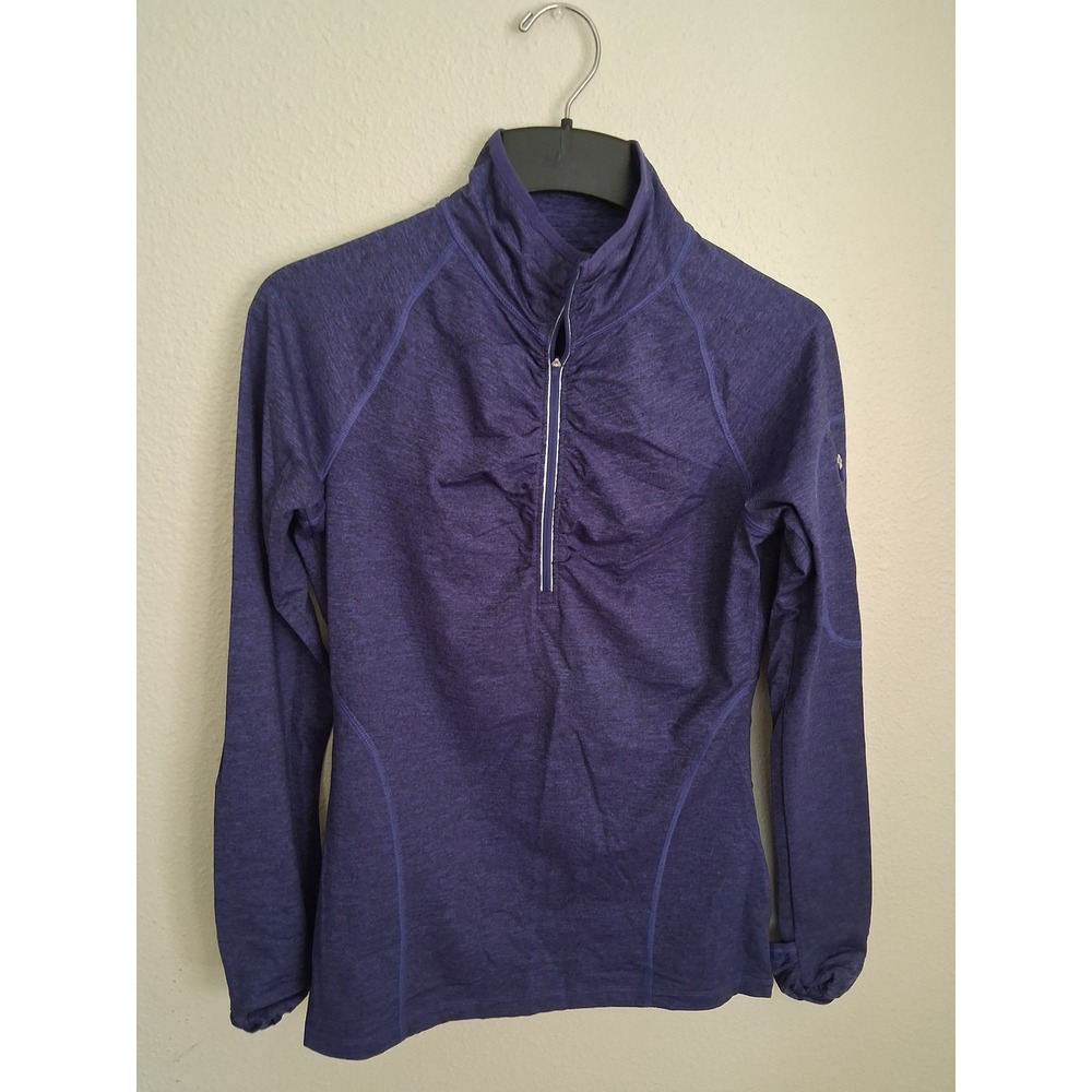 Womens Purple Ruched Half Zip Pullover Athletic Top Small